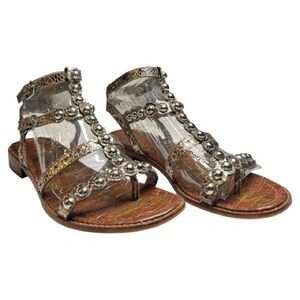 Sam Edelman Elisa Pewter Boa Print Sandals 7.5